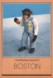 Chimpanzee 'Zip' in Vest, Monkeying Around in Boston Postcard