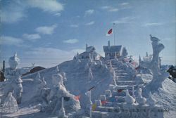 Sapporo Snow Festival Makomanai Snow Sculptures, Japan Flag Postcard
