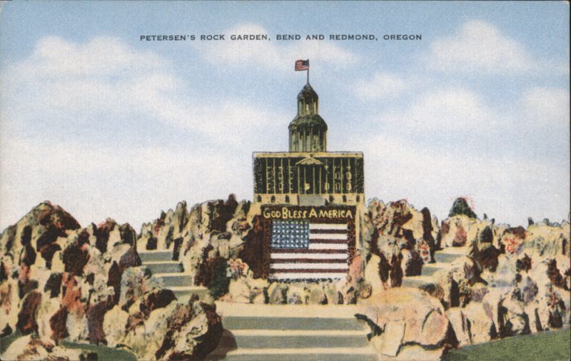 Petersen's Rock Garden, God Bless America Flag Bend Oregon