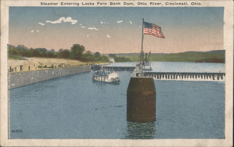 Steamer Entering Locks Fern Bank Dam, Ohio River Cincinnati