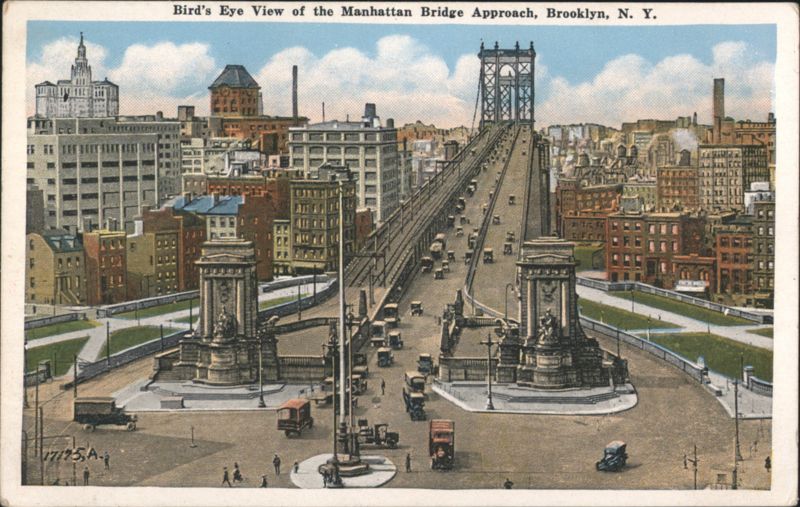 Bird's Eye View of the Manhattan Bridge Approach Brooklyn New York