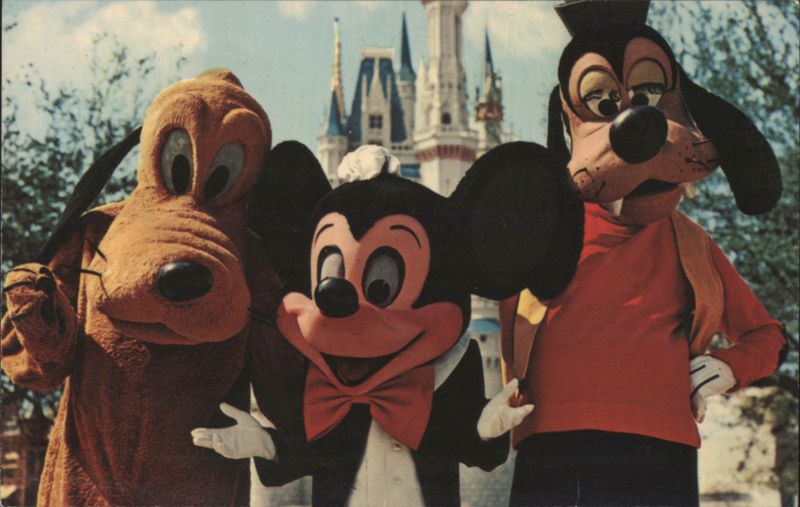 Mickey Mouse, Pluto, Goofy at Magic Kingdom, Florida