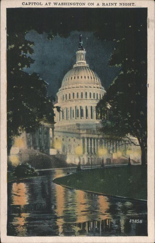 Capitol at Washington on a Rainy Night District of Columbia
