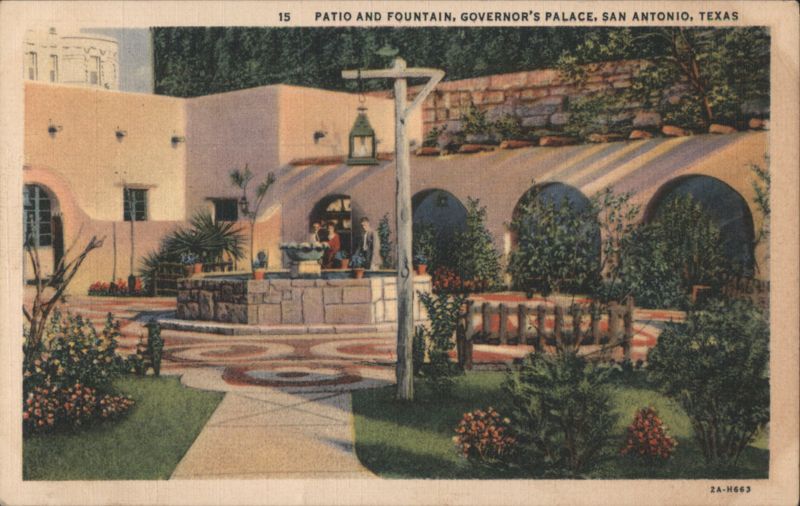 Patio and Fountain, Governor's Palace, San Antonio Texas