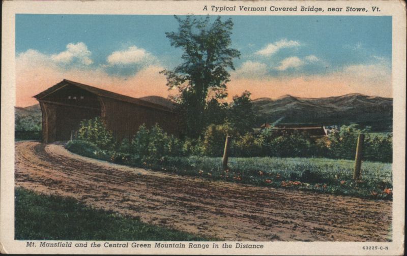 Vermont Covered Bridge near Stowe, Mt. Mansfield, Green Mountain Range