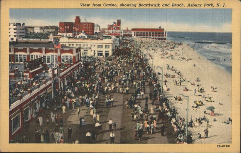 Boardwalk and Beach from Casino, Asbury Park, NJ New Jersey