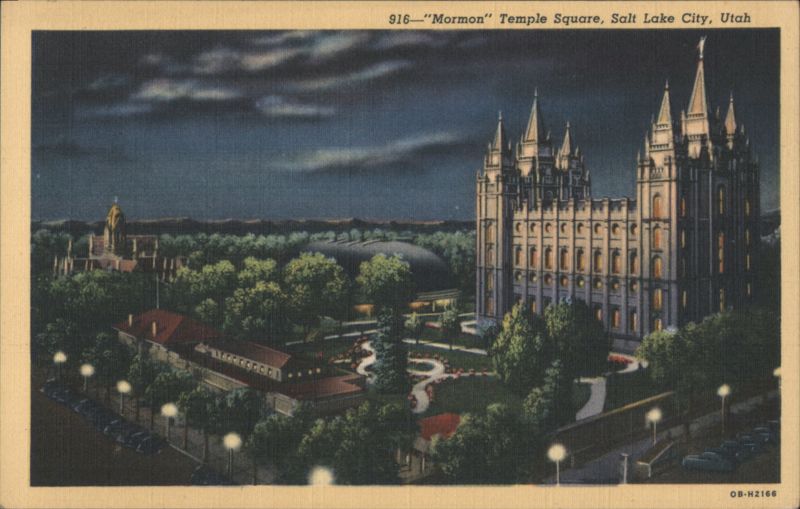 Mormon Temple Square, Salt Lake City, Night View Utah