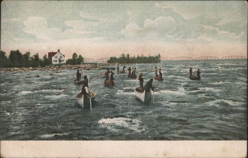 Indians Fishing in Soo Rapids, Sault Ste Marie Sault Ste. Marie Michigan