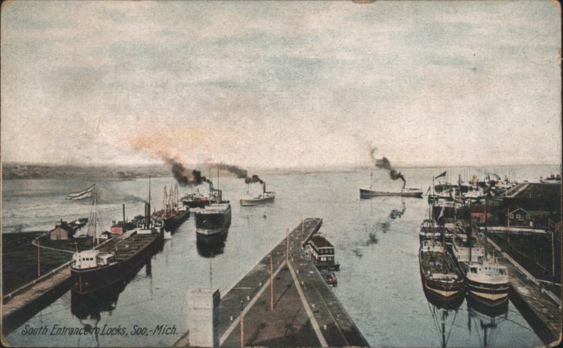 South Entrance to Locks, Soo, Mich. Sault Ste. Marie Michigan