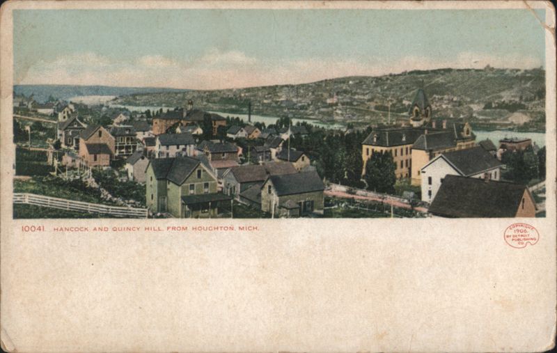 Hancock and Quincy Hill, from Houghton Michigan