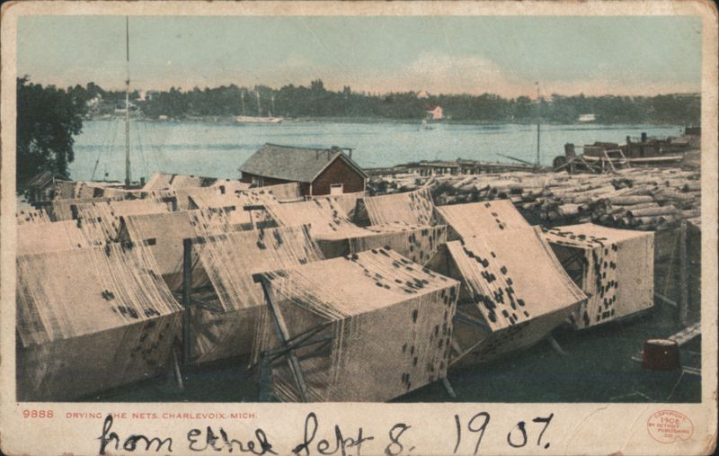 Drying the Nets, Charlevoix, MI Michigan