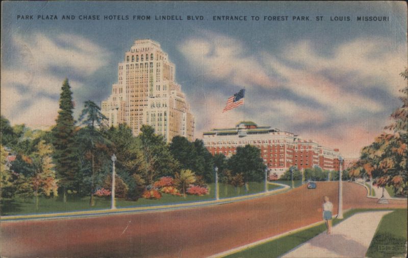 Park Plaza & Chase Hotels, Lindell Blvd, Forest Park Entrance St. Louis Missouri