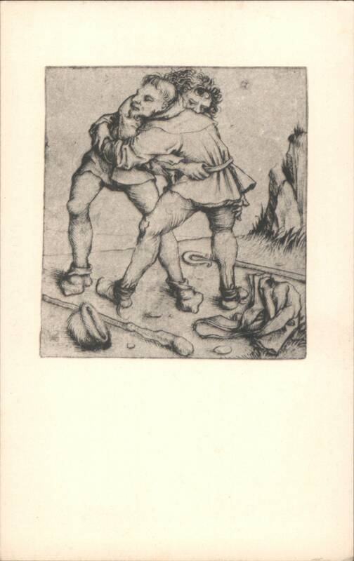Two Peasants Wrestling, Drypoint, Master of Amsterdam Cabinet
