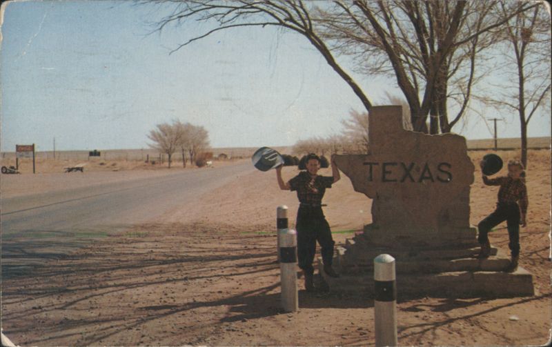 TEXAS Welcome Marker with Two People Jerry Hodge