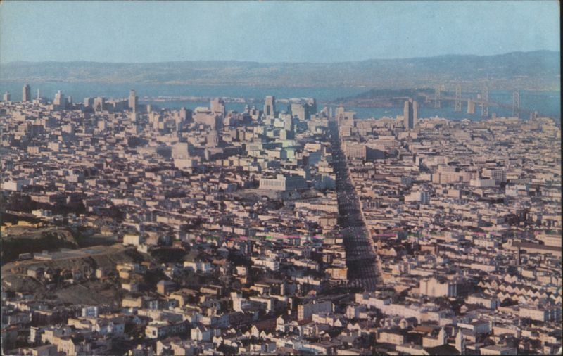 San Francisco looking down Market Street from Twin Peaks California