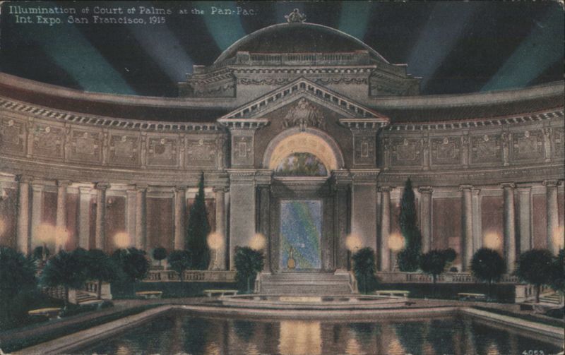 Illumination of Court of Palms, Pan-Pac. Int. Expo, 1915 San Francisco California