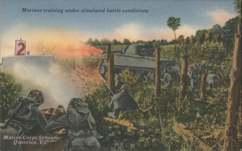 Marines Training, Simulated Battle Conditions, Quantico Virginia