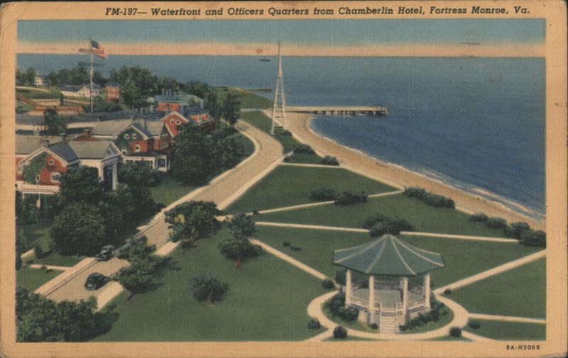 Waterfront and Officers Quarters from Chamberlin Hotel Hampton Virginia