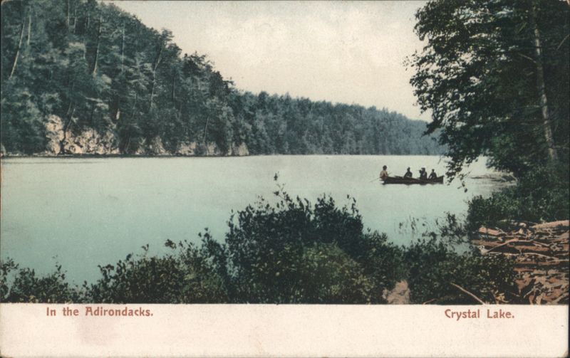 Crystal Lake, In the Adirondacks - Boating Scene New York