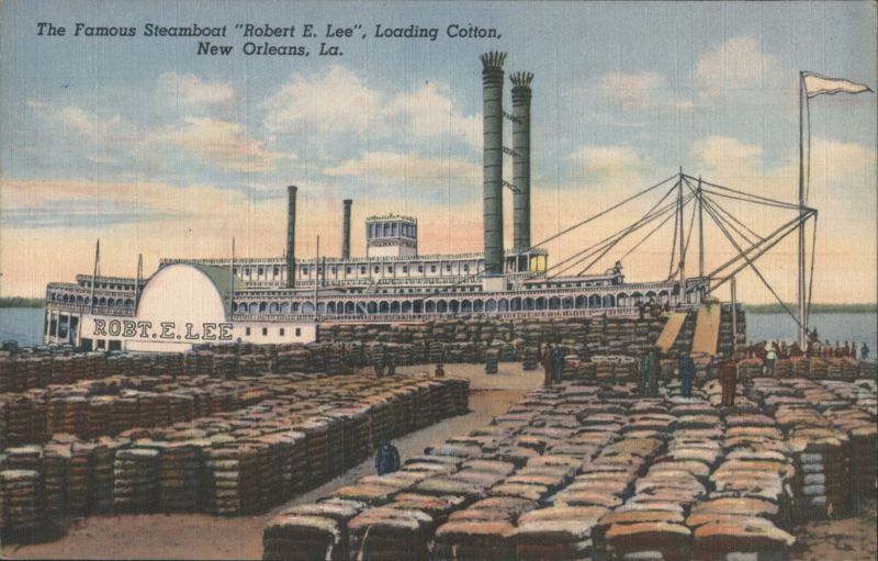 Famous Steamboat Robert E. Lee Loading Cotton, New Orleans Louisiana