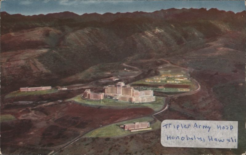 Tripler Army Hospital Aerial View, Koolau Mountains Honolulu Hawaii