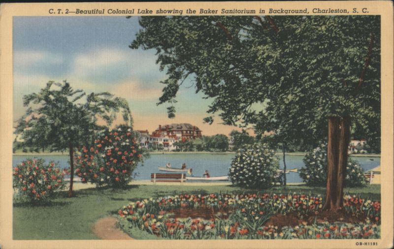 Beautiful Colonial Lake with Baker Sanitorium, Charleston South Carolina