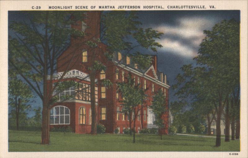 Moonlight Scene of Martha Jefferson Hospital Charlottesville Virginia