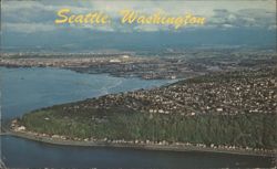 Seattle, Washington Aerial View Alki Point Elliott Bay Postcard