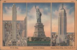 R.C.A. Bldg., Statue of Liberty, Empire State Bldg. Postcard