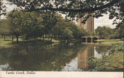 Turtle Creek, Dallas with Skyline Reflection Postcard