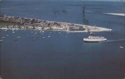 Air View of Steamer Rounding Brant Point, Nantucket Postcard