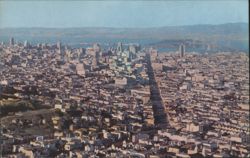 San Francisco looking down Market Street from Twin Peaks Postcard