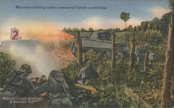 Marines Training, Simulated Battle Conditions, Quantico Postcard