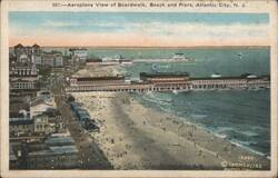 Aeroplane View of Boardwalk, Beach and Piers Postcard