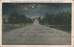 Night-time, Wellington Ave. from Clearmont Heights Postcard