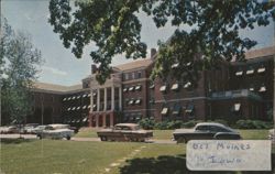 Veterans' Hospital Exterior with Vintage Cars Postcard