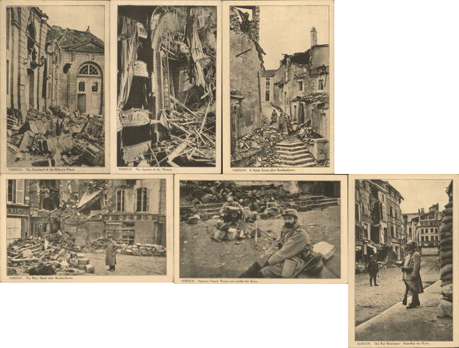 Set of 6: WWI Post Cards, Verdun