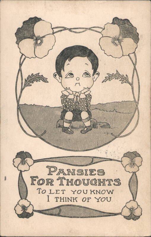 Pansies for Thoughts Boy Illustration with Flowers