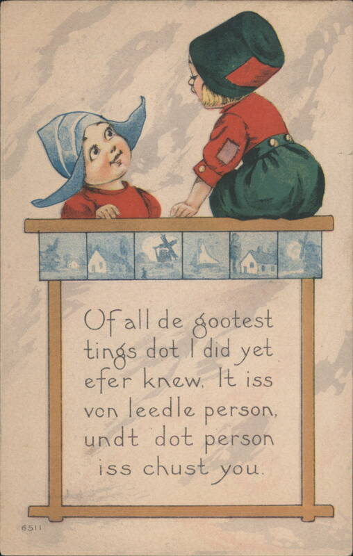 Dutch Children with Sentimental Verse and Tile Border