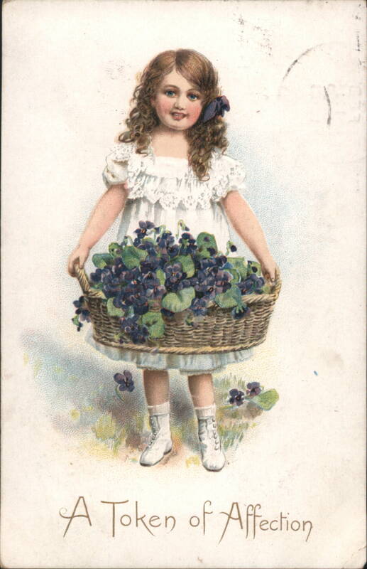 Girl with Basket of Violets - A Token of Affection