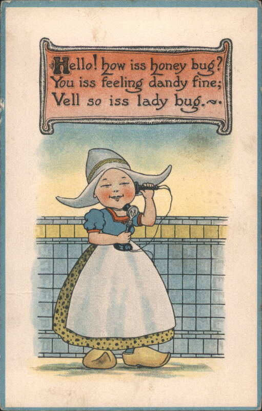 Dutch Child with Candlestick Telephone 'Hello! how iss honey bug?'