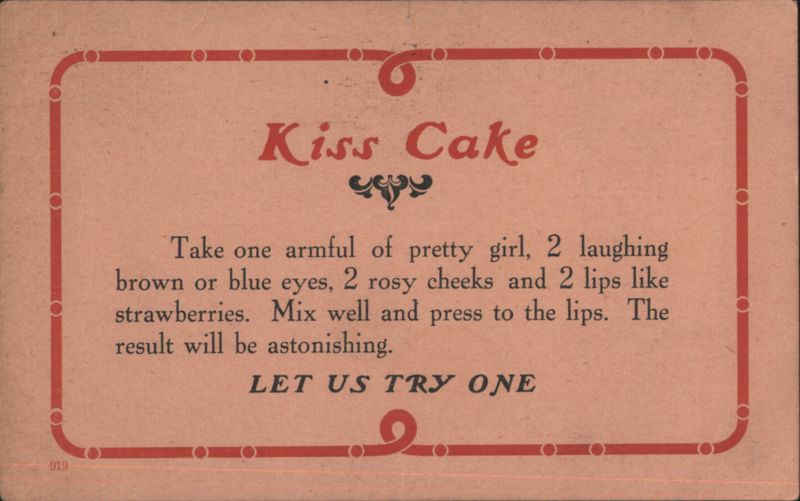 Kiss Cake Romantic Recipe Humor Comic, Funny