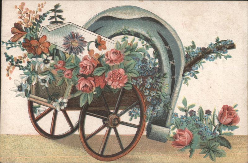 Embossed Floral Cart with Horseshoe Greetings