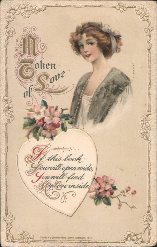 A Token of Love Heart Poem & Woman, John Winsch 1912