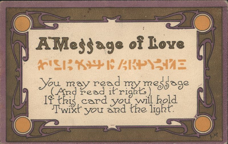 A Message of Love Art Nouveau Hold to Light by Bishop