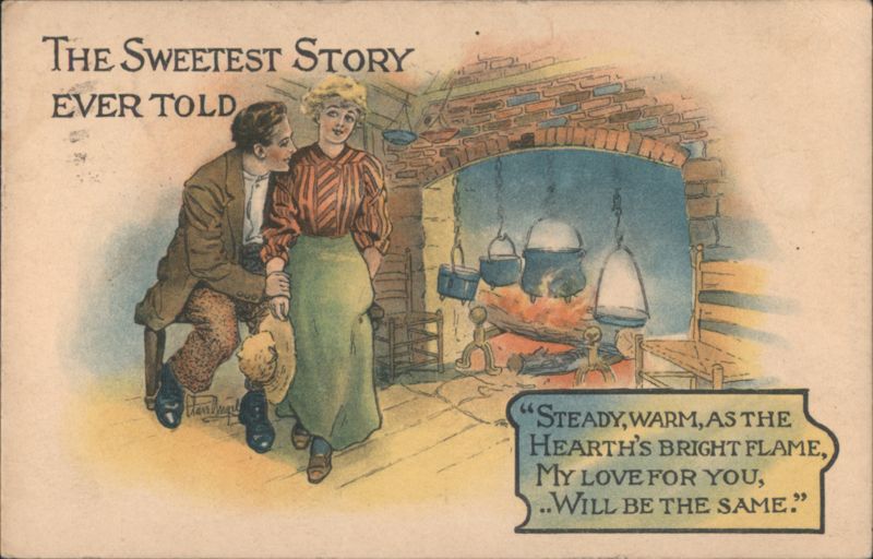 The Sweetest Story Ever Told Couple by Fireplace Hearth