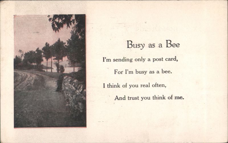 Busy as a Bee Poem with Scenic View & 1915 PPIE Cancel