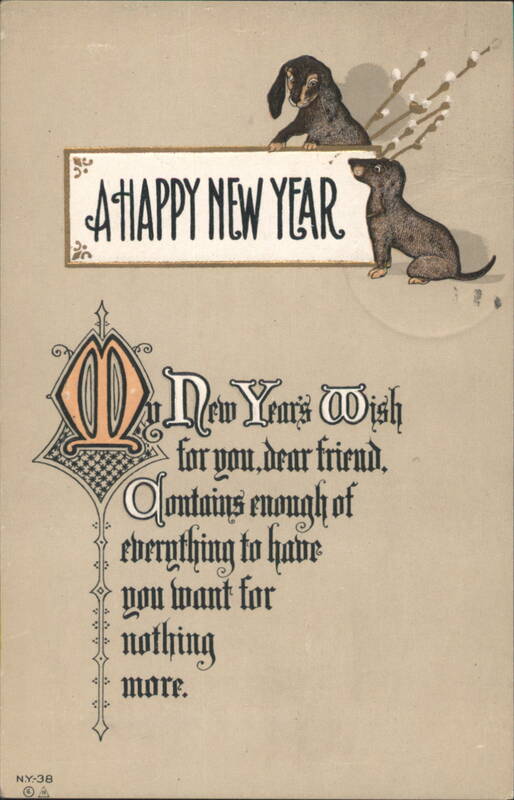Dachshunds with A Happy New Year Greeting