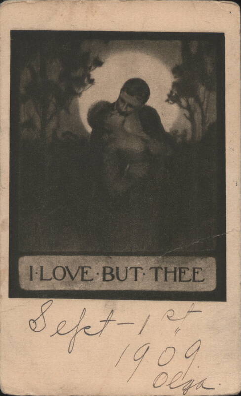 I Love But Thee Romantic Couple Embracing by Moonlight