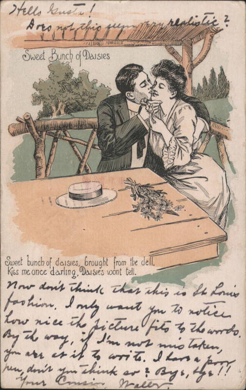 Sweet Bunch of Daisies Romantic Couple Illustration